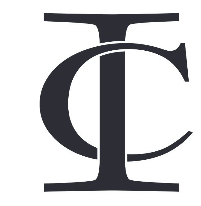 A black and white logo with the letter c.